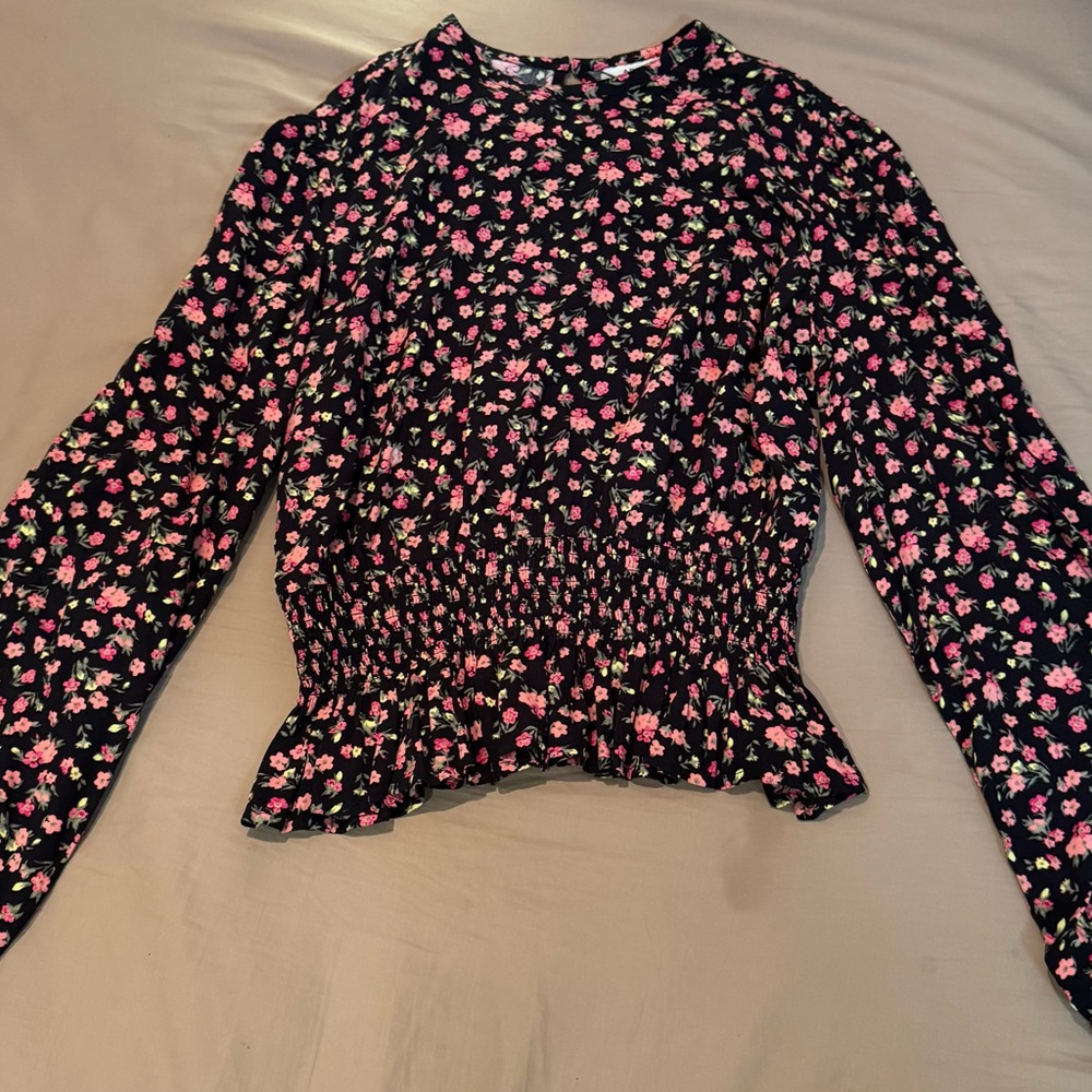 Floral Black and Pink Women's Top